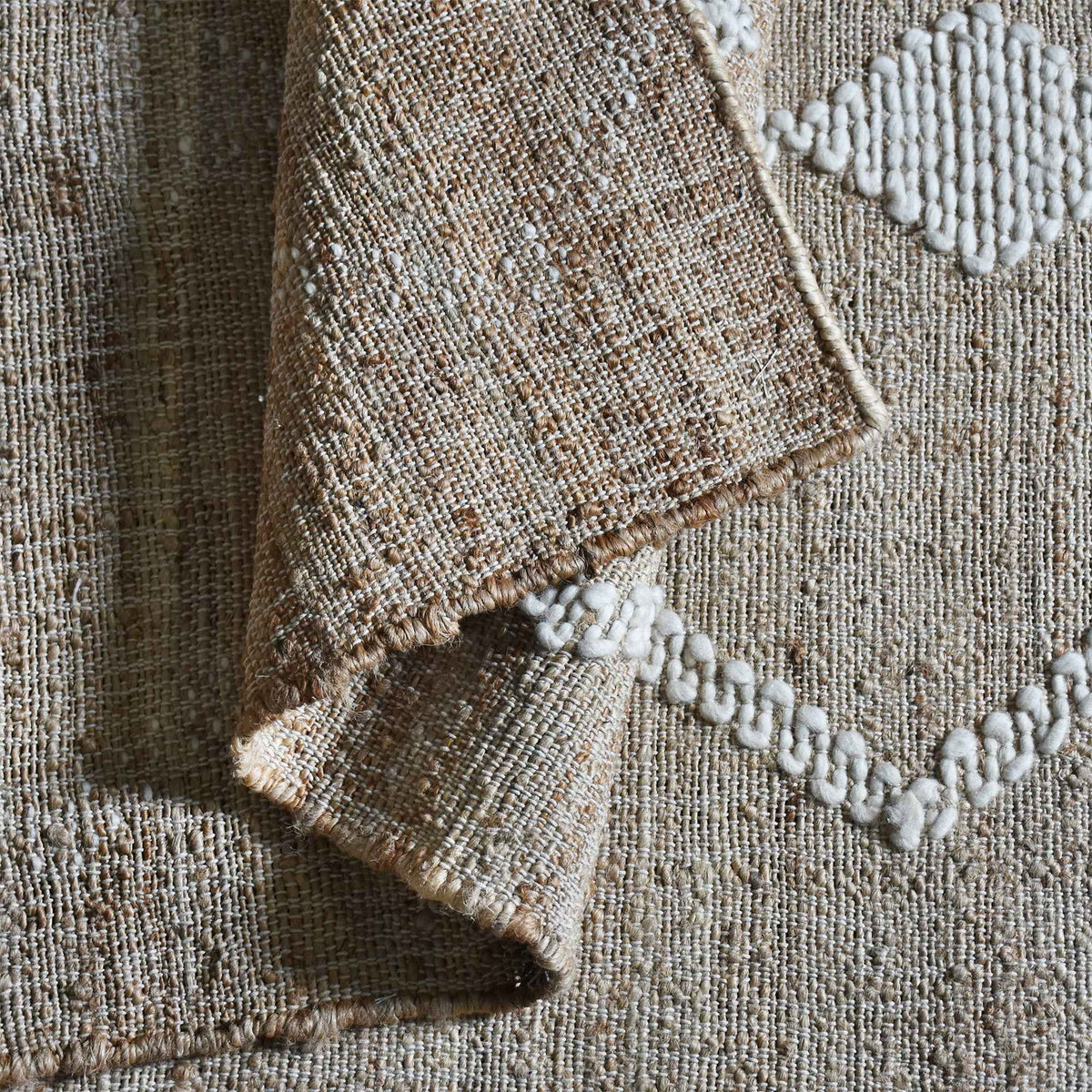 Monolith & Heart Darois Punja Flatwoven Hemp & Wool Rug, Natural & Natural White