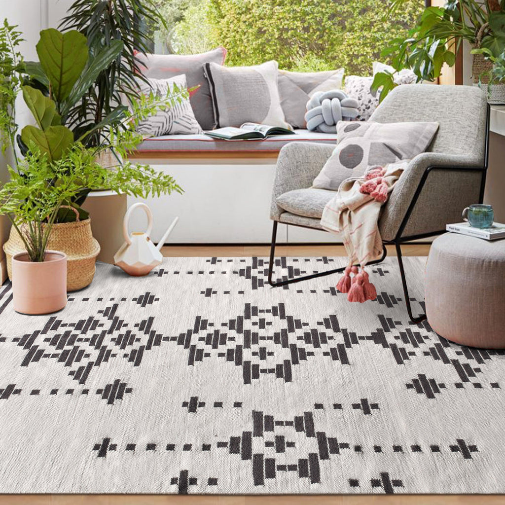 Area Rug, Bedroom Rug, Living Room Rug, Living Area Rug, Indian Rug, Office Carpet, Office Rug, Shop Rug Online, Nz Wool, Natural White, Grey, Punja, Flat Weave, geometric