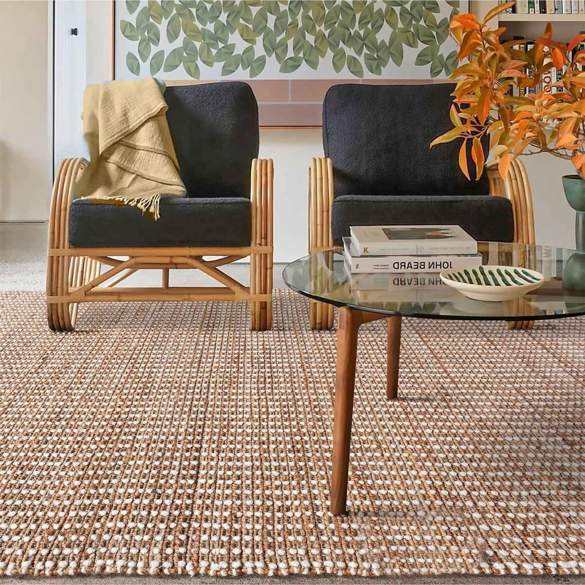 Monolith & Heart Dospat Hand-Woven Jute & Wool Rug, Natural & Natural White