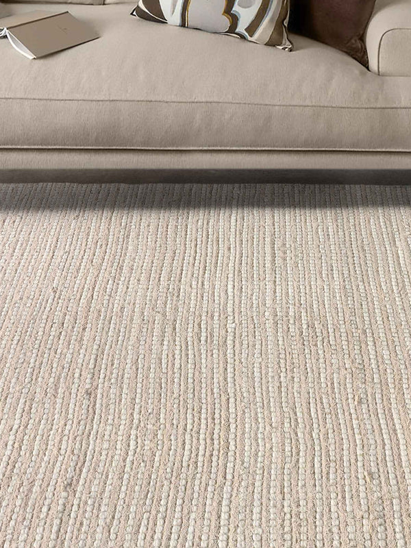 DRYSDALE RUG - WOOL/COTTON SALVAGE - IVORY - HAND WOVEN