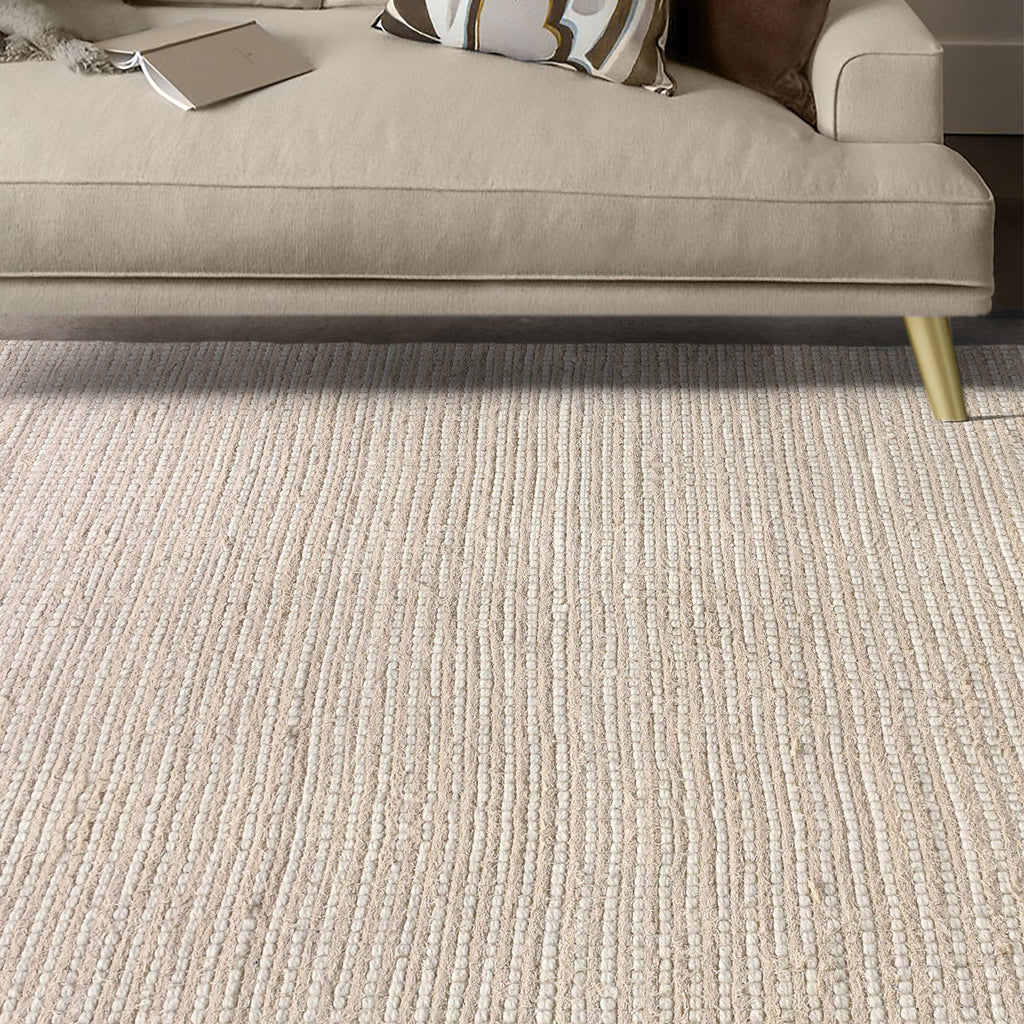 DRYSDALE RUG - WOOL/COTTON SALVAGE - IVORY - HAND WOVEN