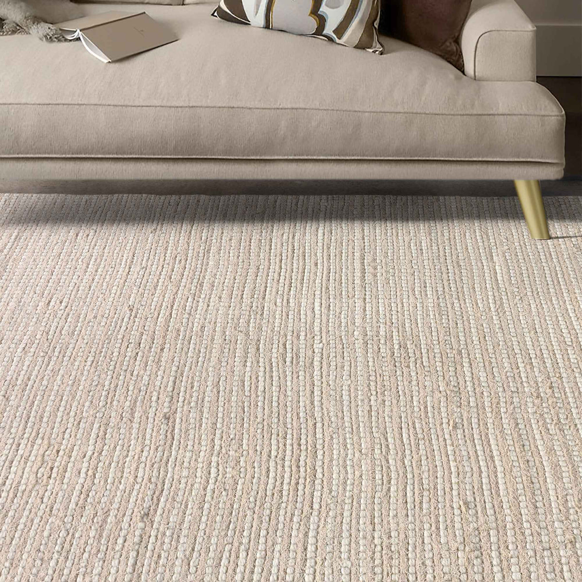 Monolith & Heart Drysdale Hand-Woven Wool & Cotton Salvage Rug, Ivory