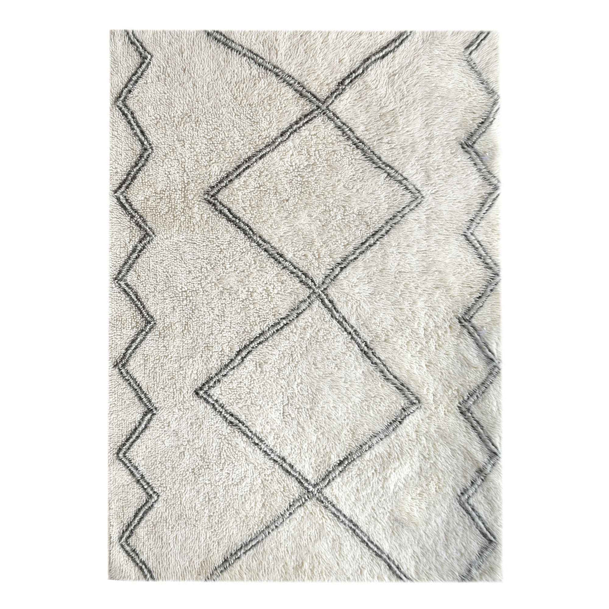 Monolith & Heart Elburg Table-Tufted New Zealand Wool Rug, Natural White & Grey