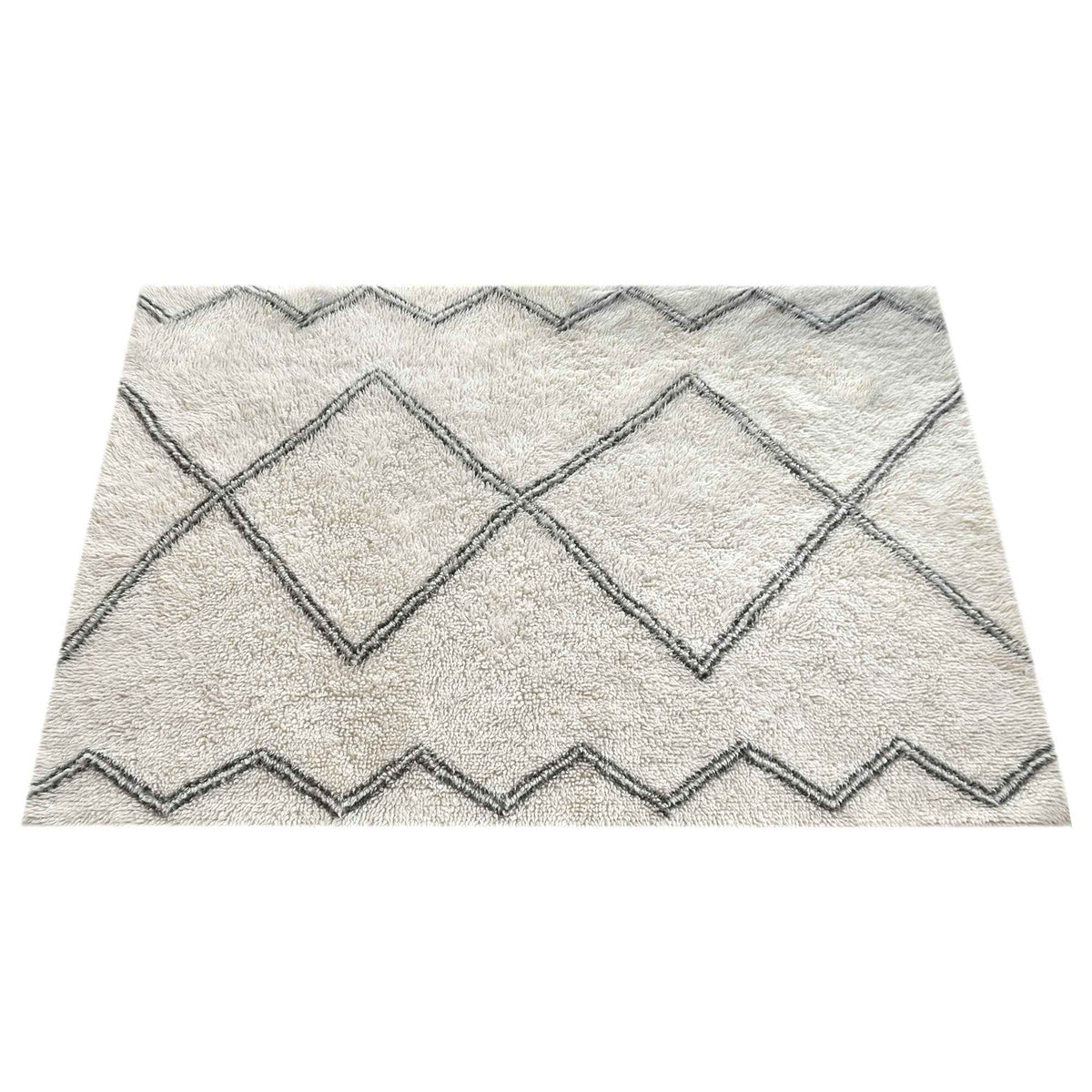 Monolith & Heart Elburg Table-Tufted New Zealand Wool Rug, Natural White & Grey