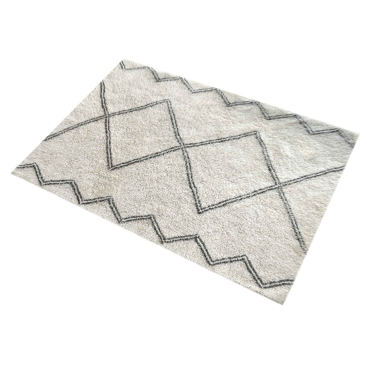 Monolith & Heart Elburg Table-Tufted New Zealand Wool Rug, Natural White & Grey