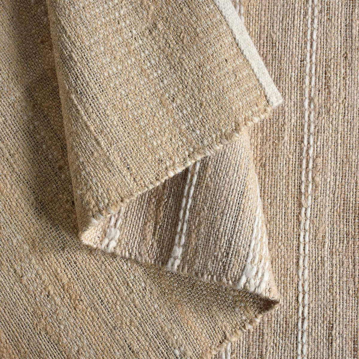 Monolith & Heart Engano Hand-Carved Wool & Jute Rug, Bleach & Ivory