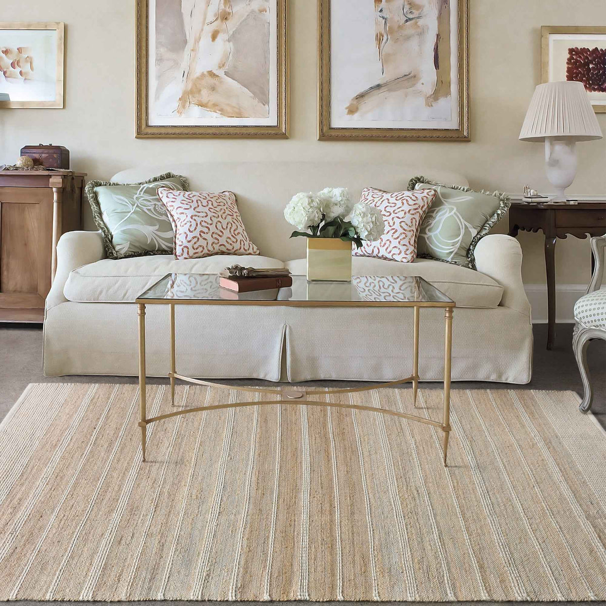 Monolith & Heart Engano Hand-Carved Wool & Jute Rug, Bleach & Ivory