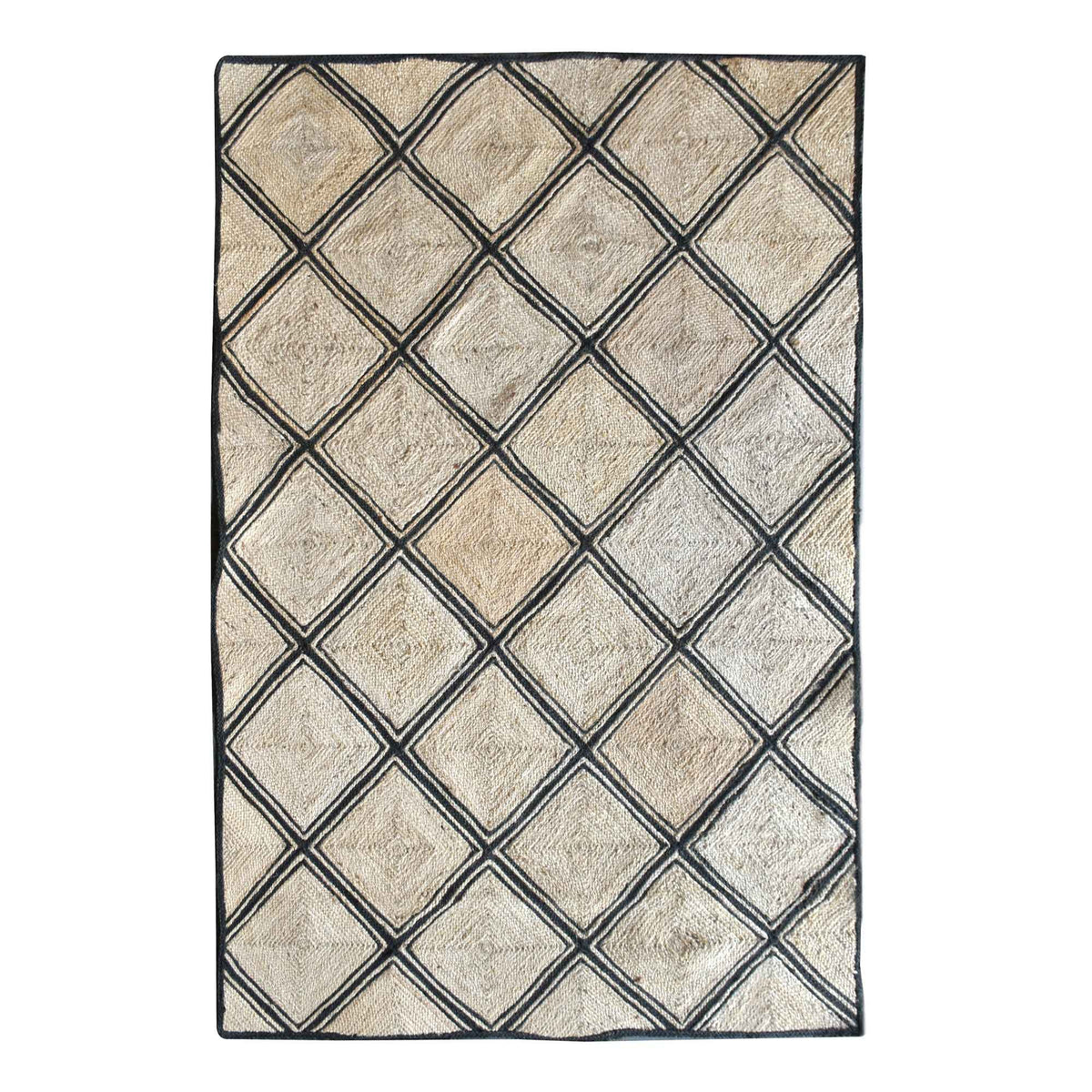 Monolith & Heart Estoria Hand-Woven Hemp Rug, Natural & Charcoal