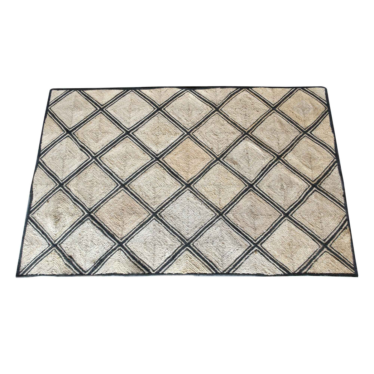 Monolith & Heart Estoria Hand-Woven Hemp Rug, Natural & Charcoal