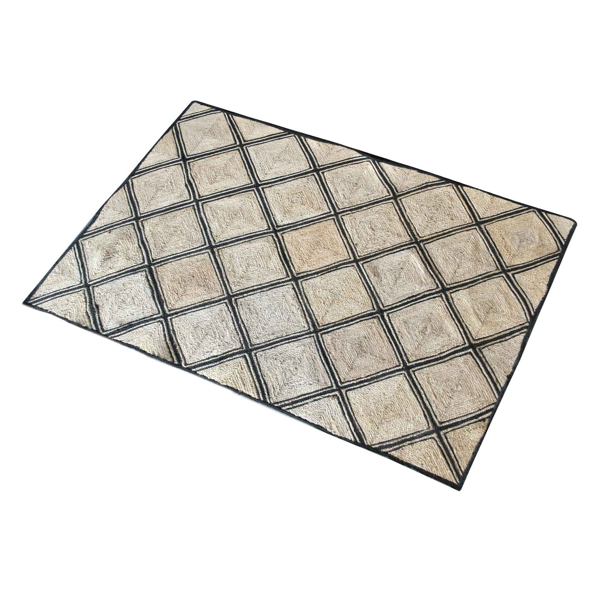 Monolith & Heart Estoria Hand-Woven Hemp Rug, Natural & Charcoal