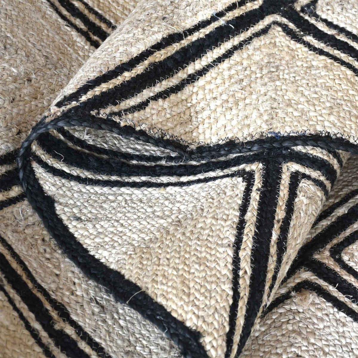Monolith & Heart Estoria Hand-Woven Hemp Rug, Natural & Charcoal
