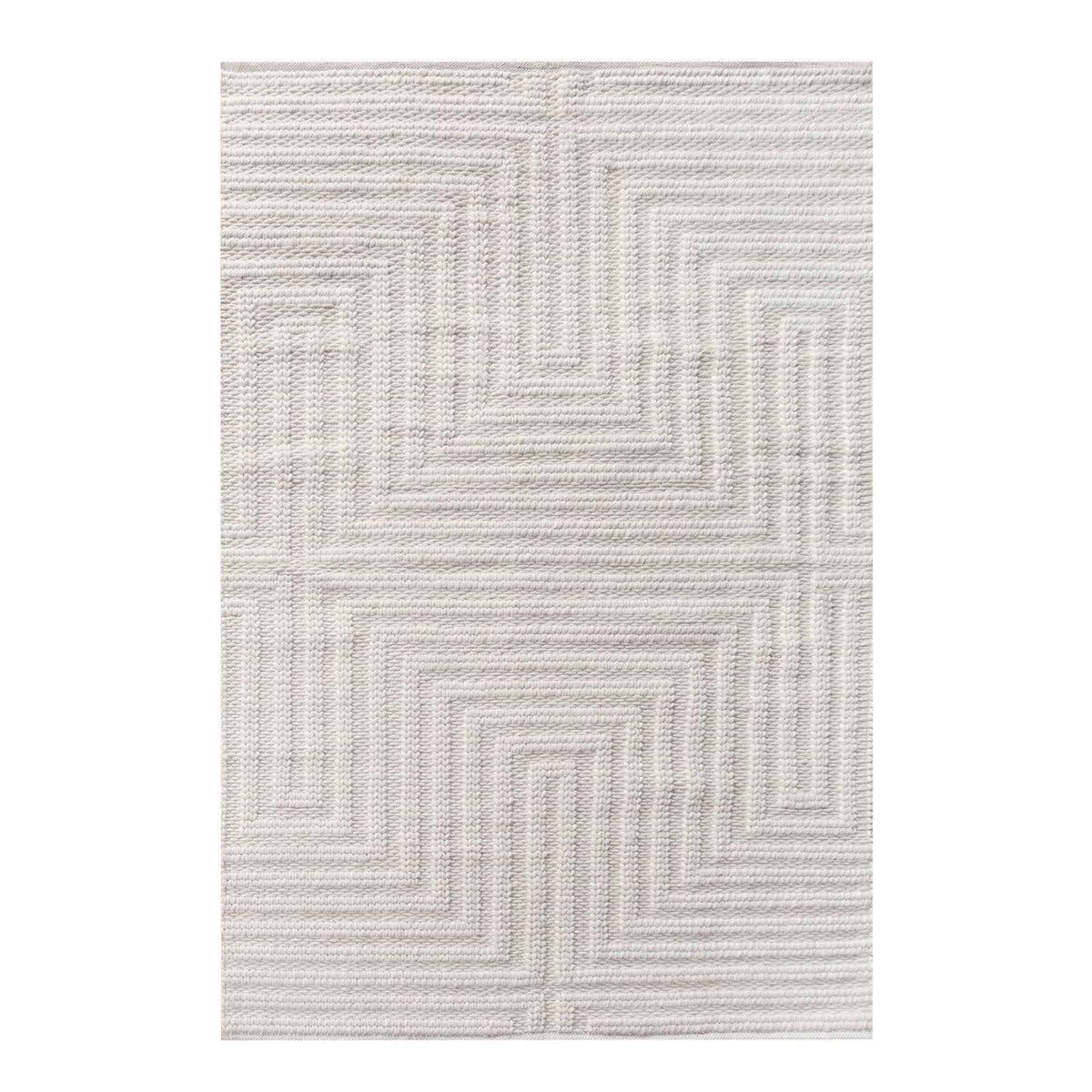Monolith & Heart Falaise Punja Kelim New Zealand Wool Rug, Natural White