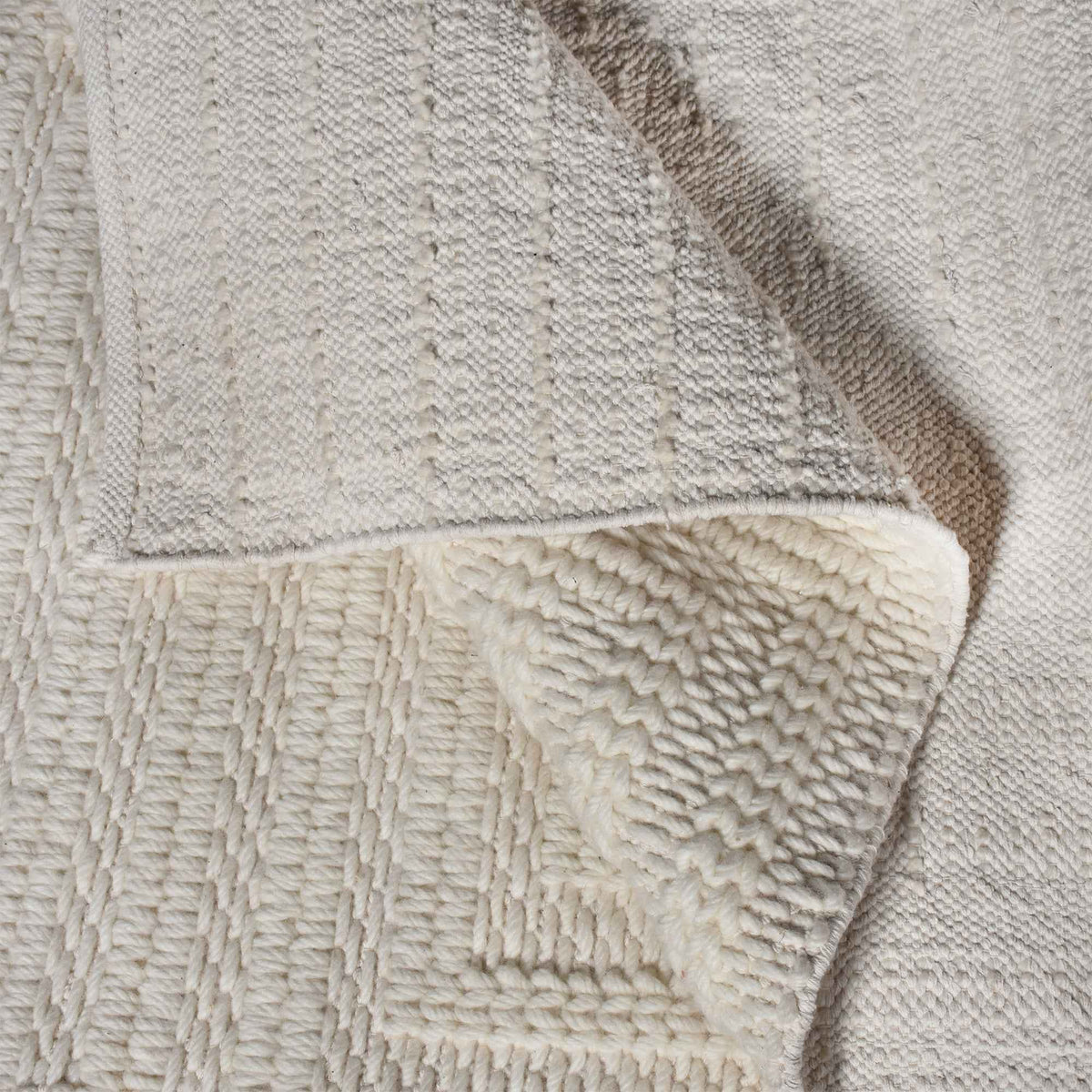Monolith & Heart Falaise Punja Kelim New Zealand Wool Rug, Natural White