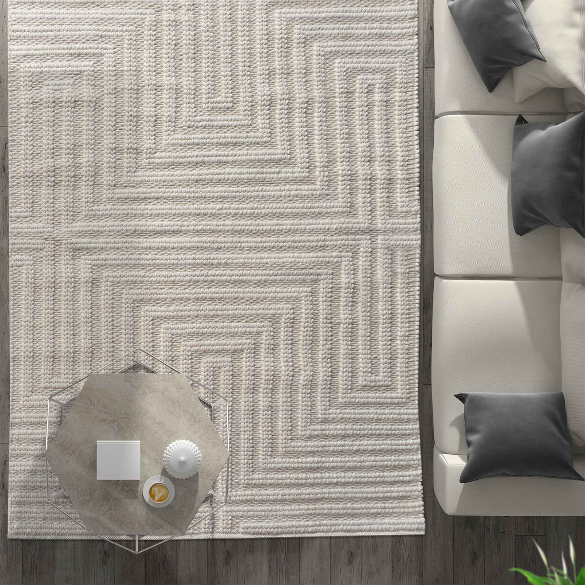 Monolith & Heart Falaise Punja Kelim New Zealand Wool Rug, Natural White
