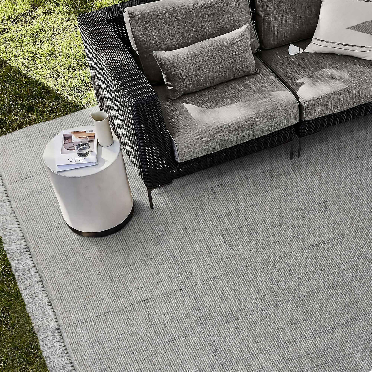Monolith & Heart Fathom Hand-Woven Recycled PET Rug, Natural White & Grey