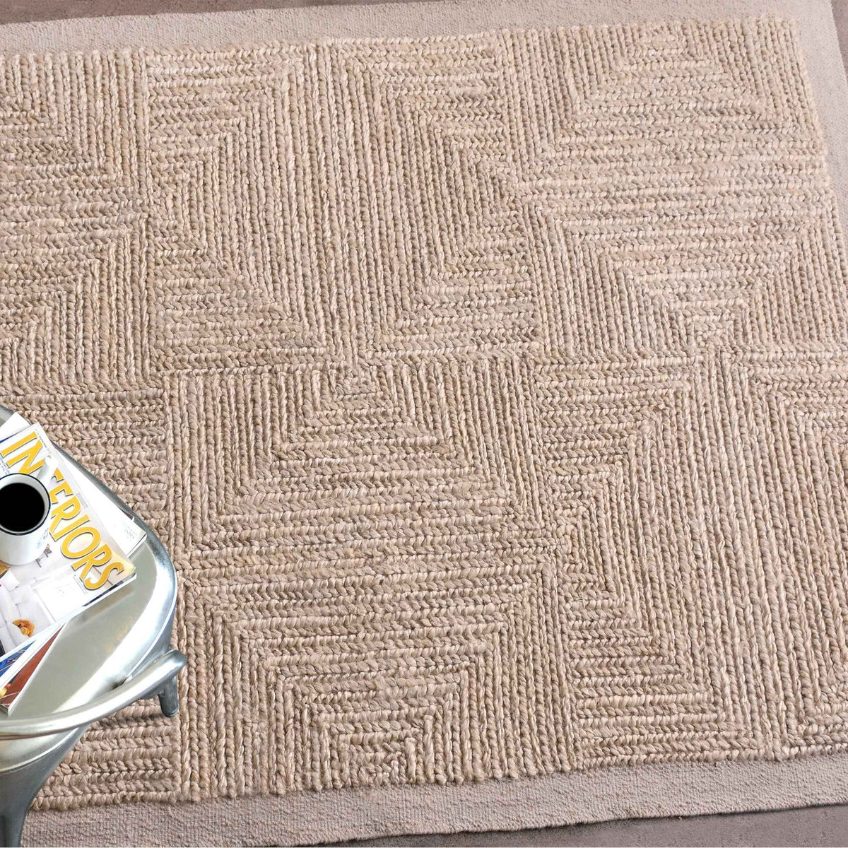 Monolith & Heart Feliz Punja Kelim Jute & Cotton Rug, Ivory