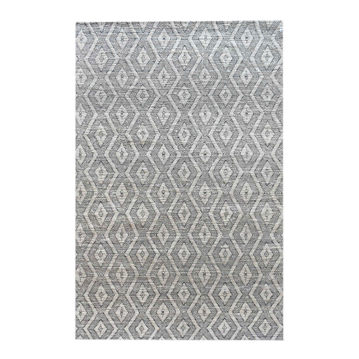 Monolith & Heart Flair Hand-Woven Hemp & Cotton Rug, Charcoal & Natural