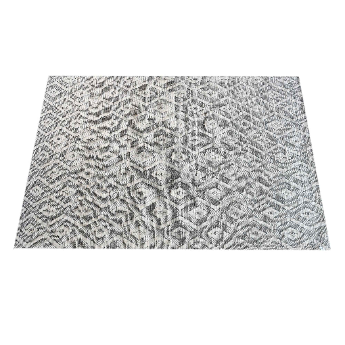 Monolith & Heart Flair Hand-Woven Hemp & Cotton Rug, Charcoal & Natural