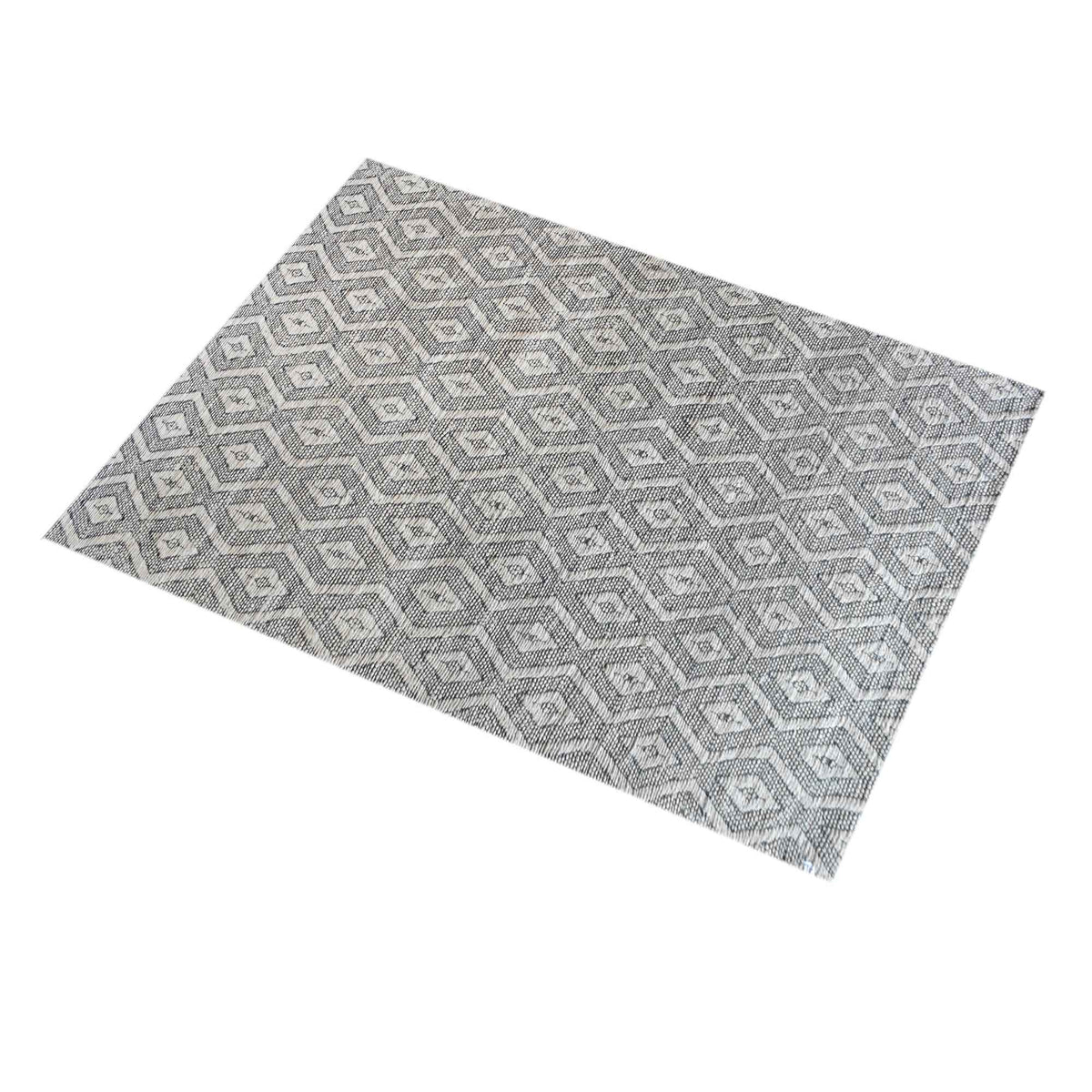 Monolith & Heart Flair Hand-Woven Hemp & Cotton Rug, Charcoal & Natural