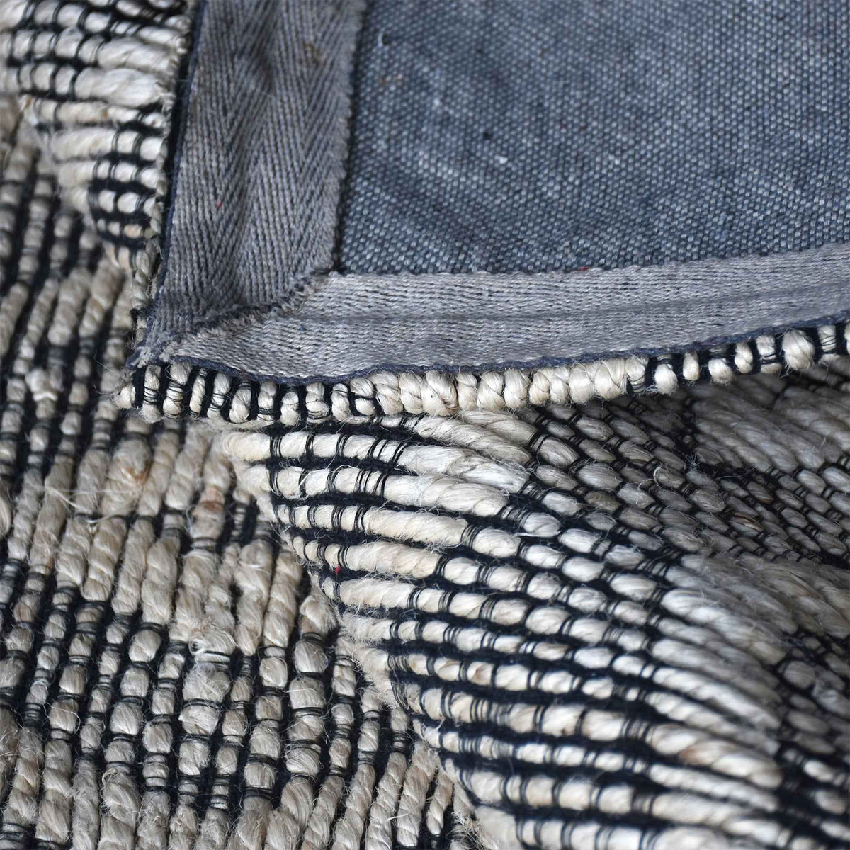 Monolith & Heart Flair Hand-Woven Hemp & Cotton Rug, Charcoal & Natural