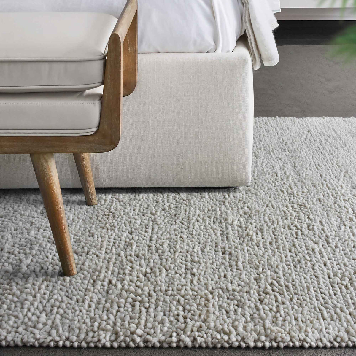Monolith & Heart Frazier Hand-Woven New Zealand Felted Wool Rug, Natural White