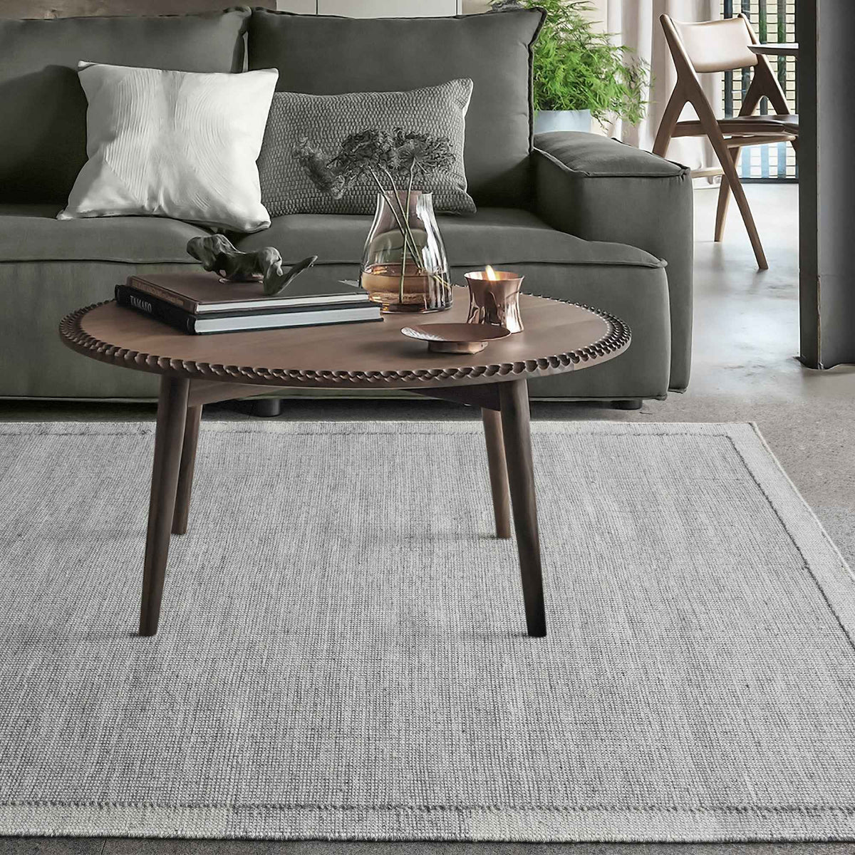 Monolith & Heart Hand-Woven Wool Rug in Grey, Multiple Sizes