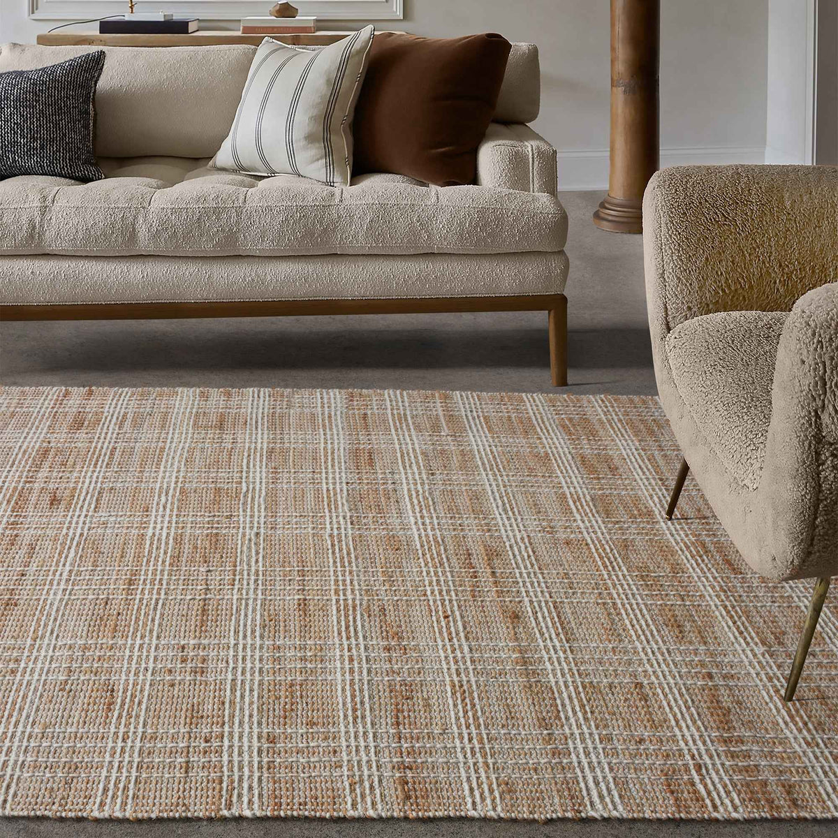 Monolith & Heart Geba Flatweave Jute, Wool & Cotton Rug, Natural & Ivory