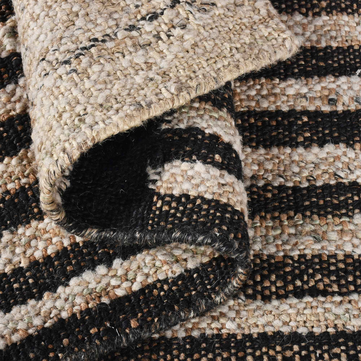 Monolith & Heart Gillen Punja Kelim Jute & Wool Blend Rug, Natural & Charcoal