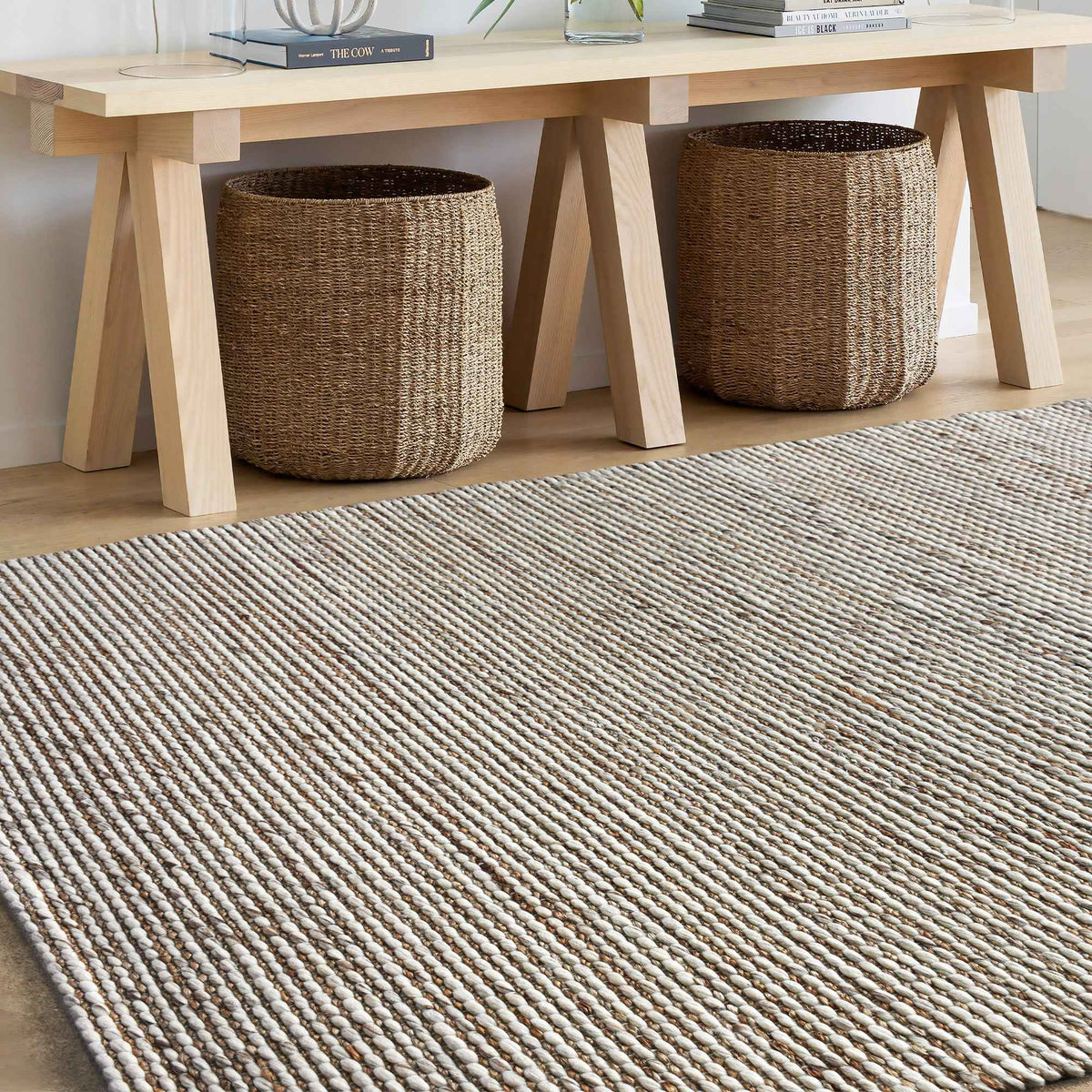 Monolith & Heart Ginita Hand-Woven Jute & Wool Rug, Natural White