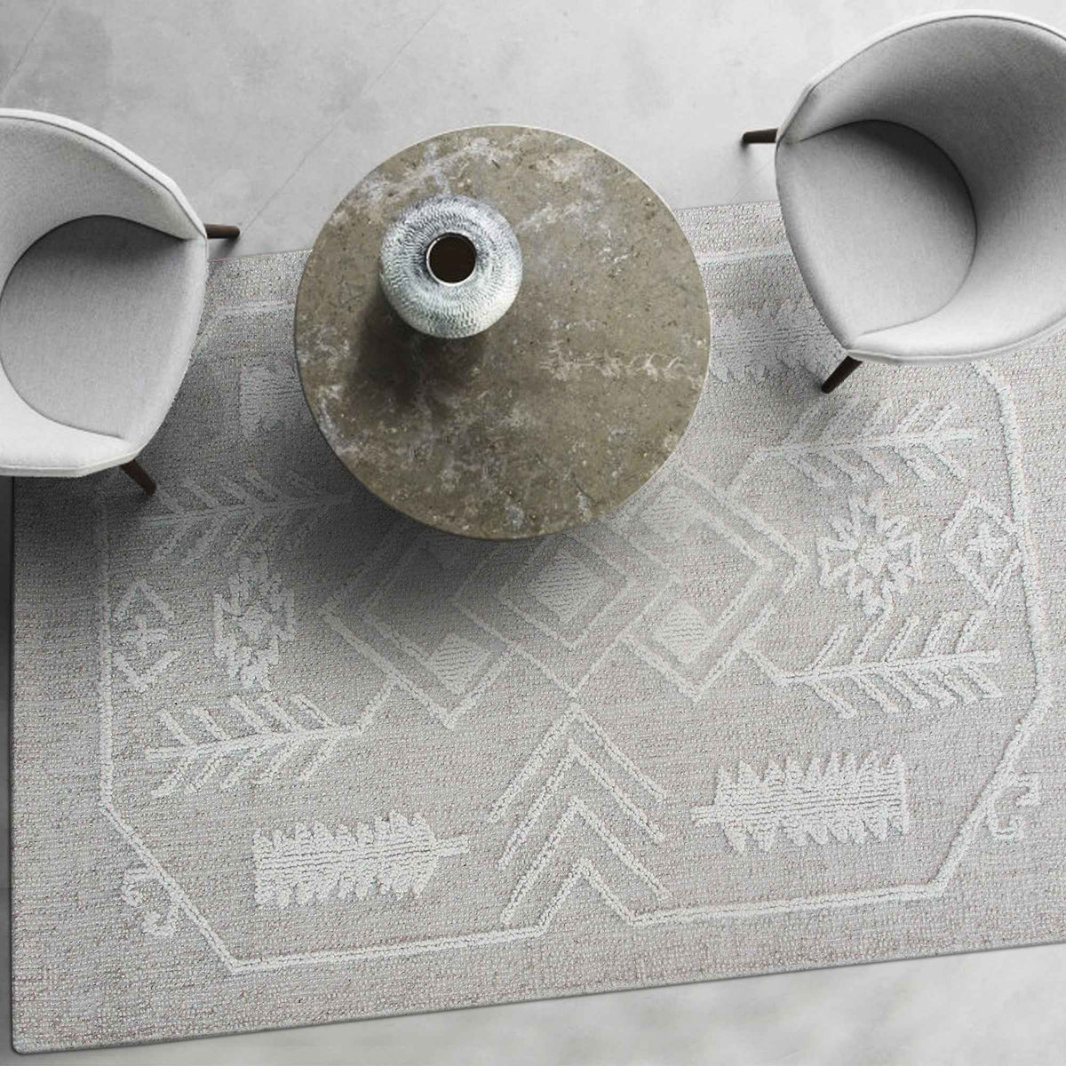 Monolith & Heart Gleben Hand-Woven & Over-Tufted Wool Rug, Natural White & Beige