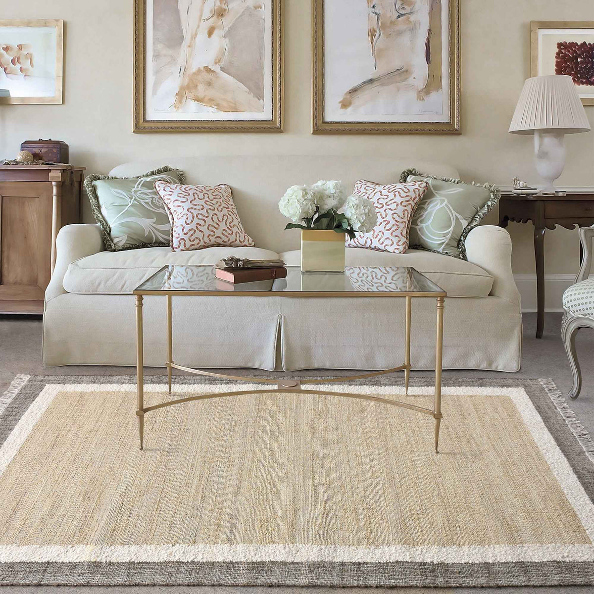 Monolith & Heart Gloucester Hand-Carved Jute & Wool Rug, Natural & Sage
