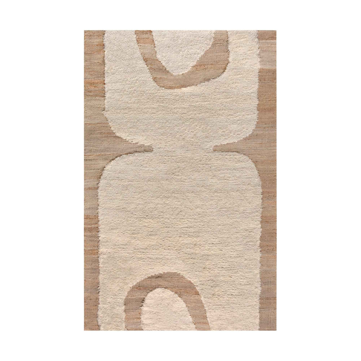 Monolith & Heart Grouse Hand-Carved Jute & Cotton Salvage Rug, Natural & Ivory