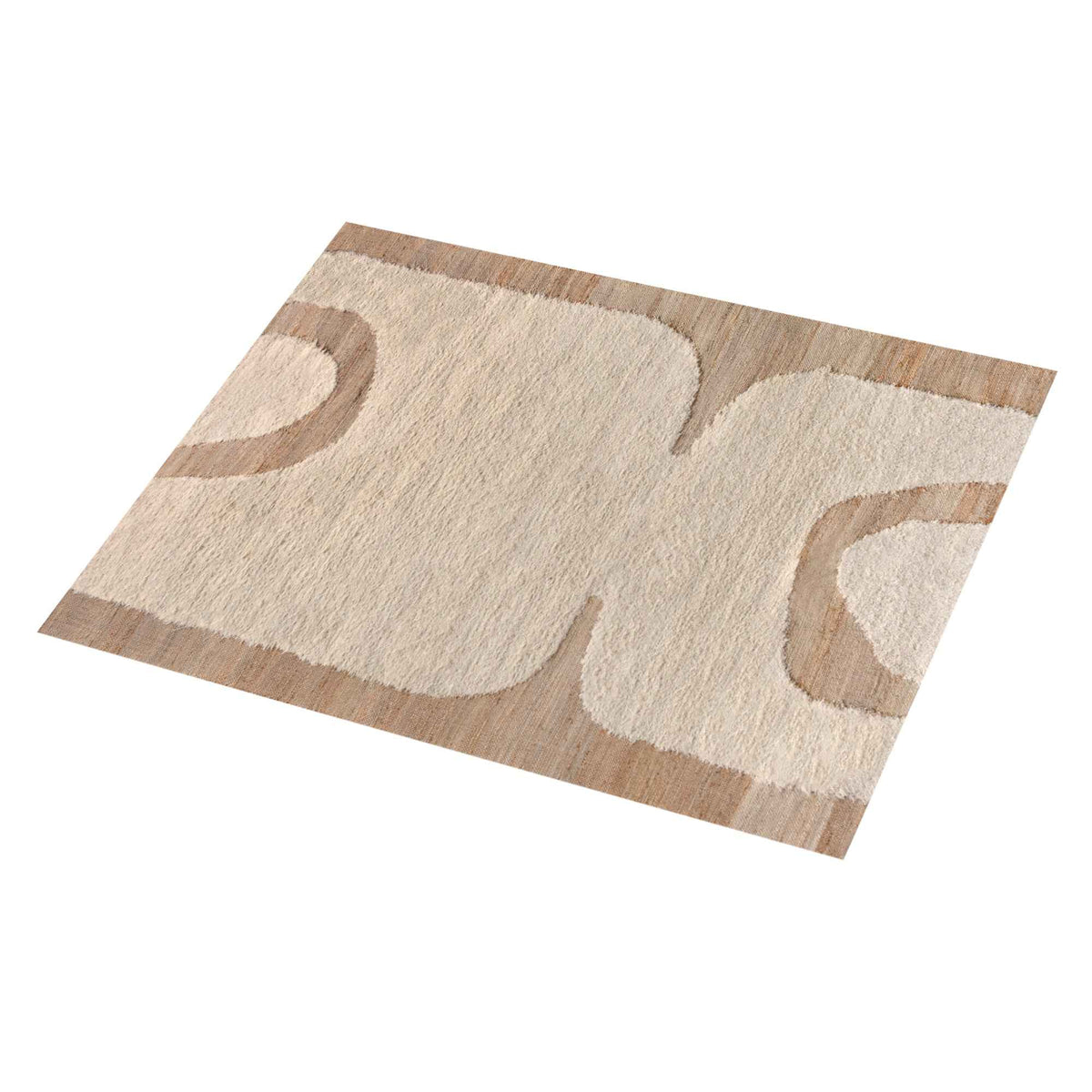 Monolith & Heart Grouse Hand-Carved Jute & Cotton Salvage Rug, Natural & Ivory