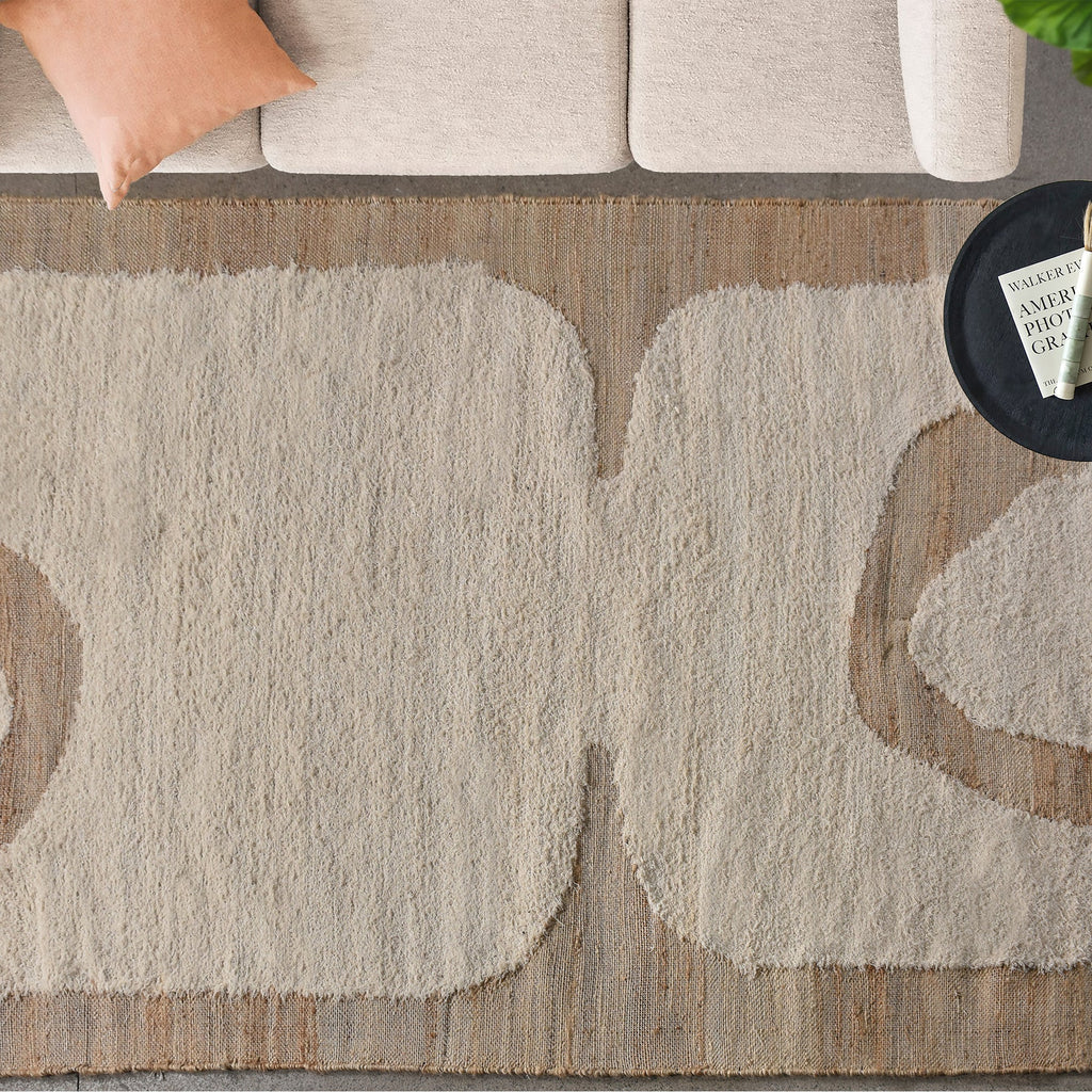GROUSE RUG - NATURAL/ IVORY - JUTE/COTTON SALVAGE - HANDWOVEN