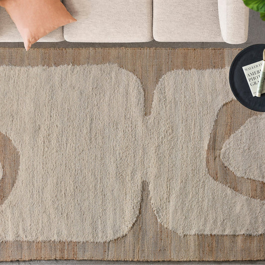 GROUSE RUG - NATURAL/ IVORY - JUTE/COTTON SALVAGE - HANDWOVEN