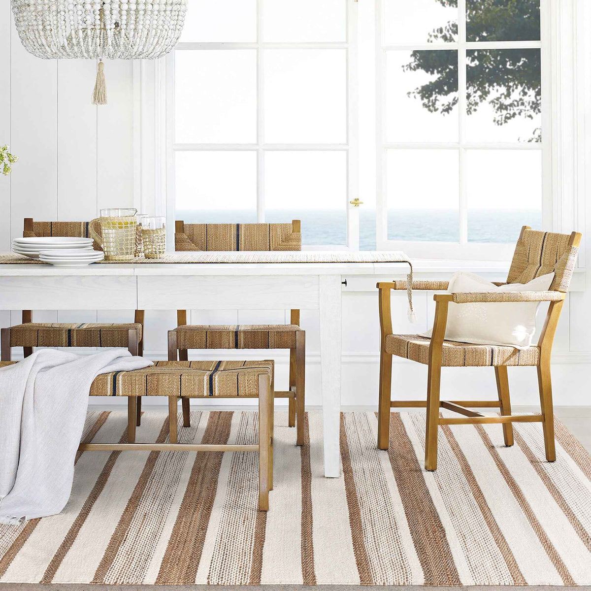 Monolith & Heart Gstrow-II Hand-Woven Jute & Wool Rug, Natural & Natural White