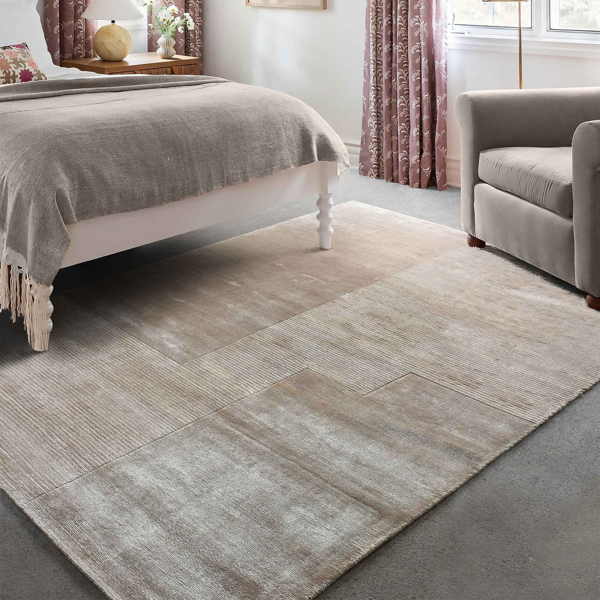 Monolith & Heart Haledon Hand-Woven Viscose & Jute Rug, Beige