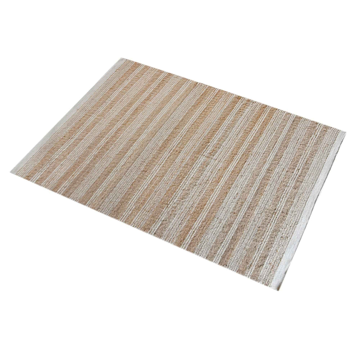 Monolith & Heart Heron Hand-Woven Wool & Hemp Rug, Natural & Natural White