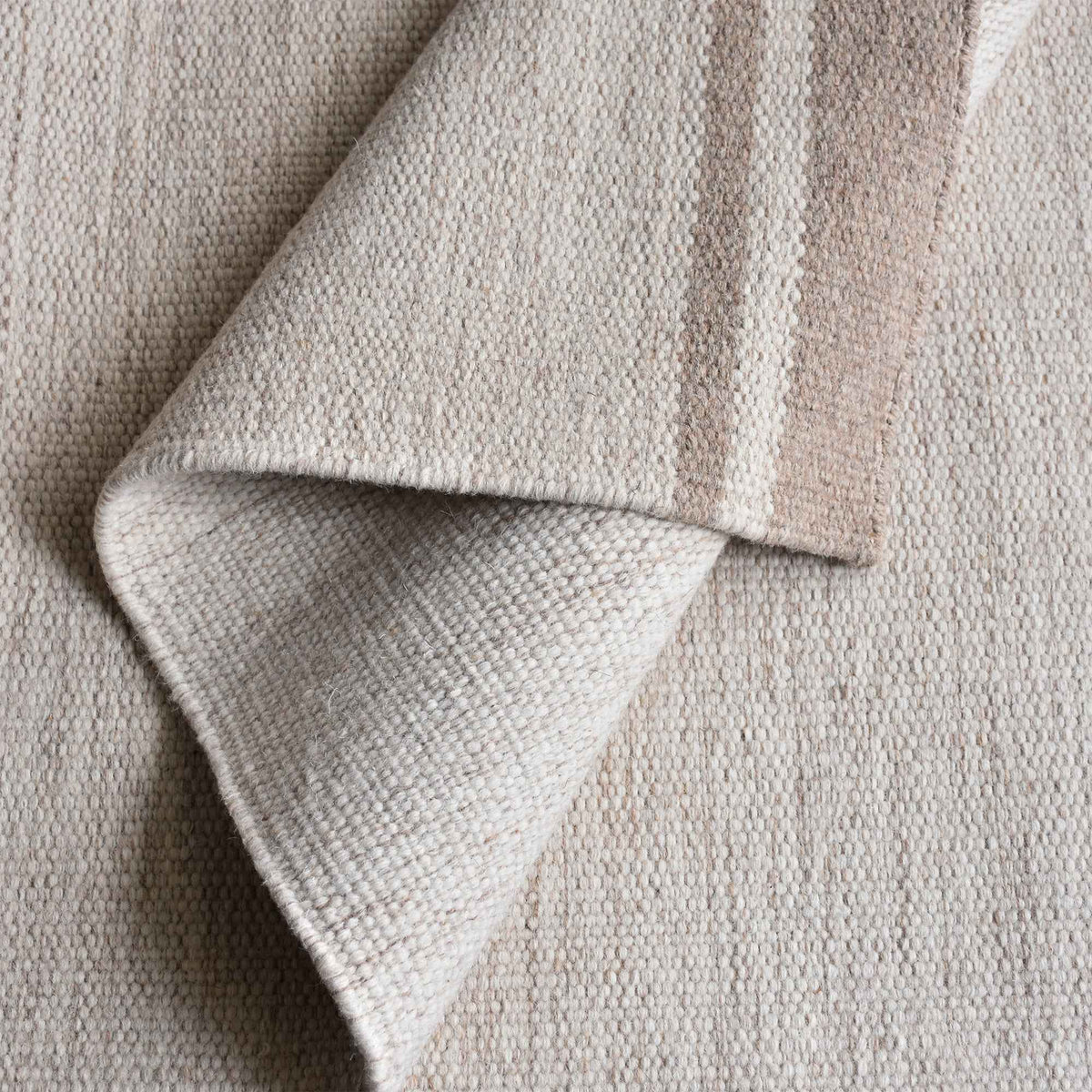 Monolith & Heart Hoyne Punja Kelim Wool Rug, Natural White & Beige