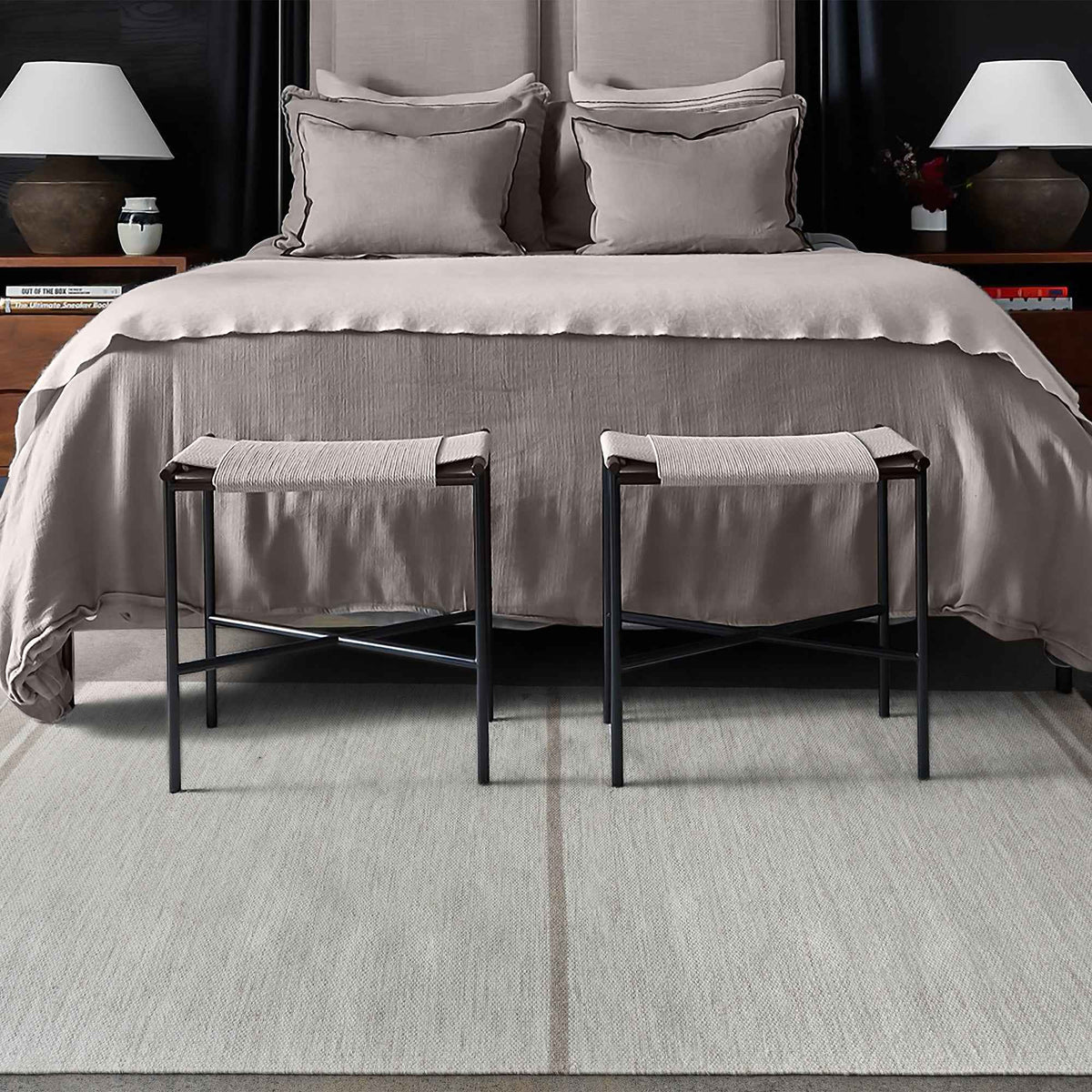 Monolith & Heart Hoyne Punja Kelim Wool Rug, Natural White & Beige
