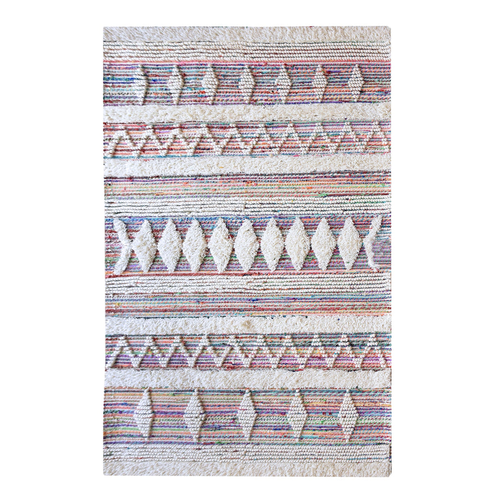 Area Rug, Bedroom Rug, Living Room Rug, Living Area Rug, Indian Rug, Office Carpet, Office Rug, Shop Rug Online, Wool, Recycled Fabric, Multi, Natural White, Pitloom, Cut And Loop, Geometrical