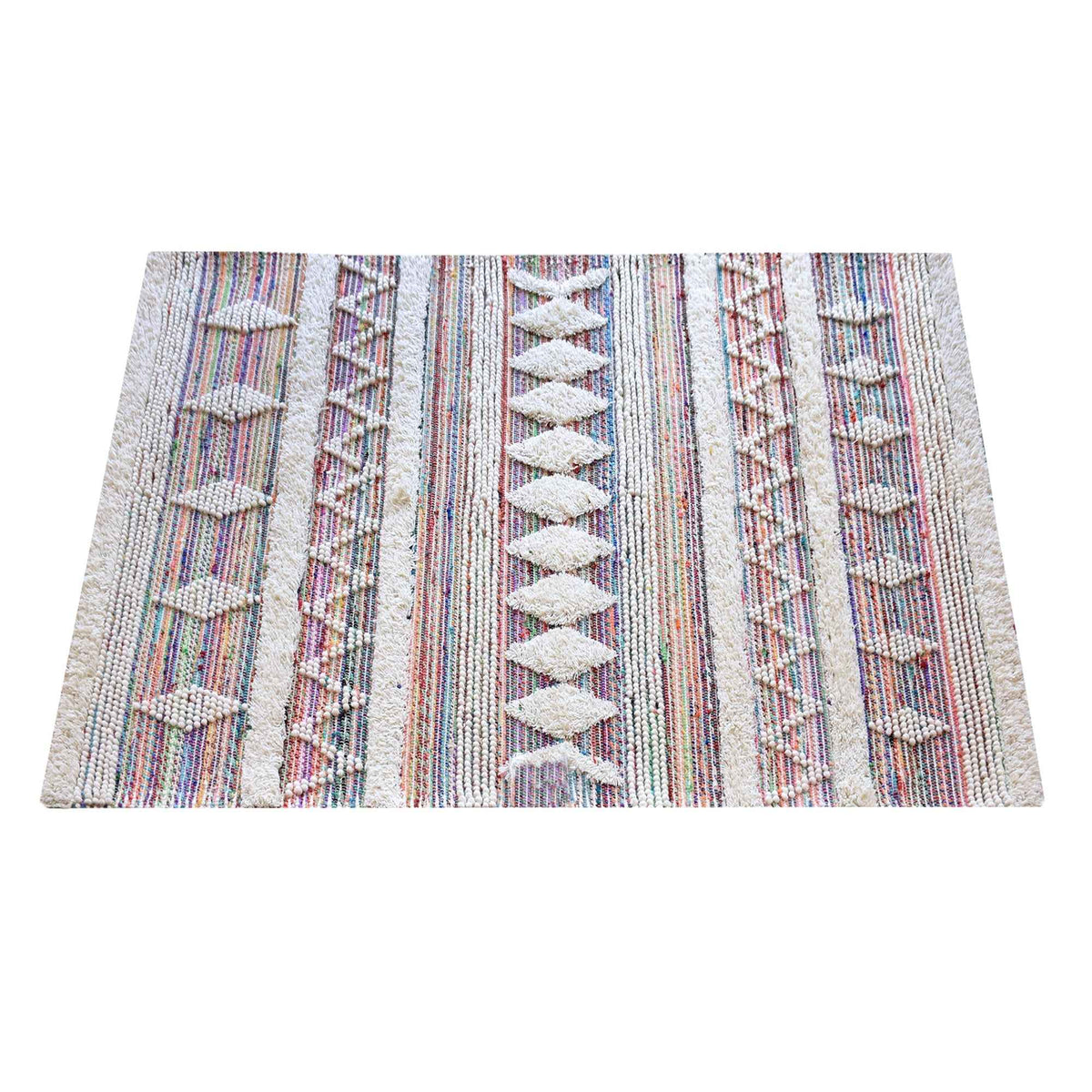 Monolith & Heart Hyrax Hand-Woven Wool & Recycled Fabric Rug, Multi & Natural White