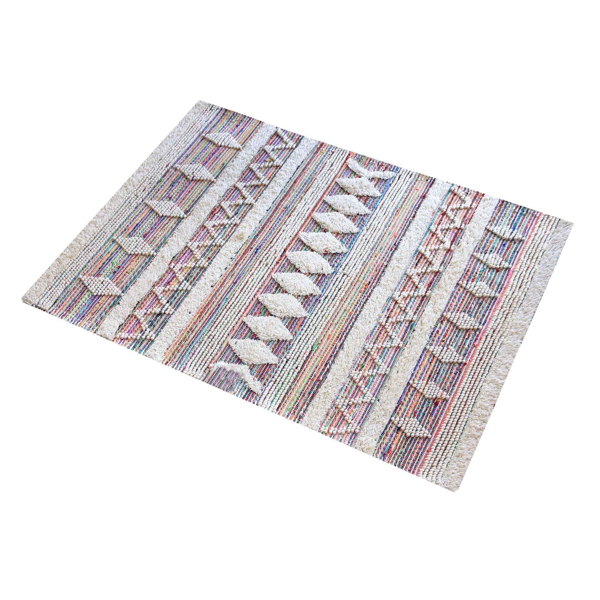 Monolith & Heart Hyrax Hand-Woven Wool & Recycled Fabric Rug, Multi & Natural White