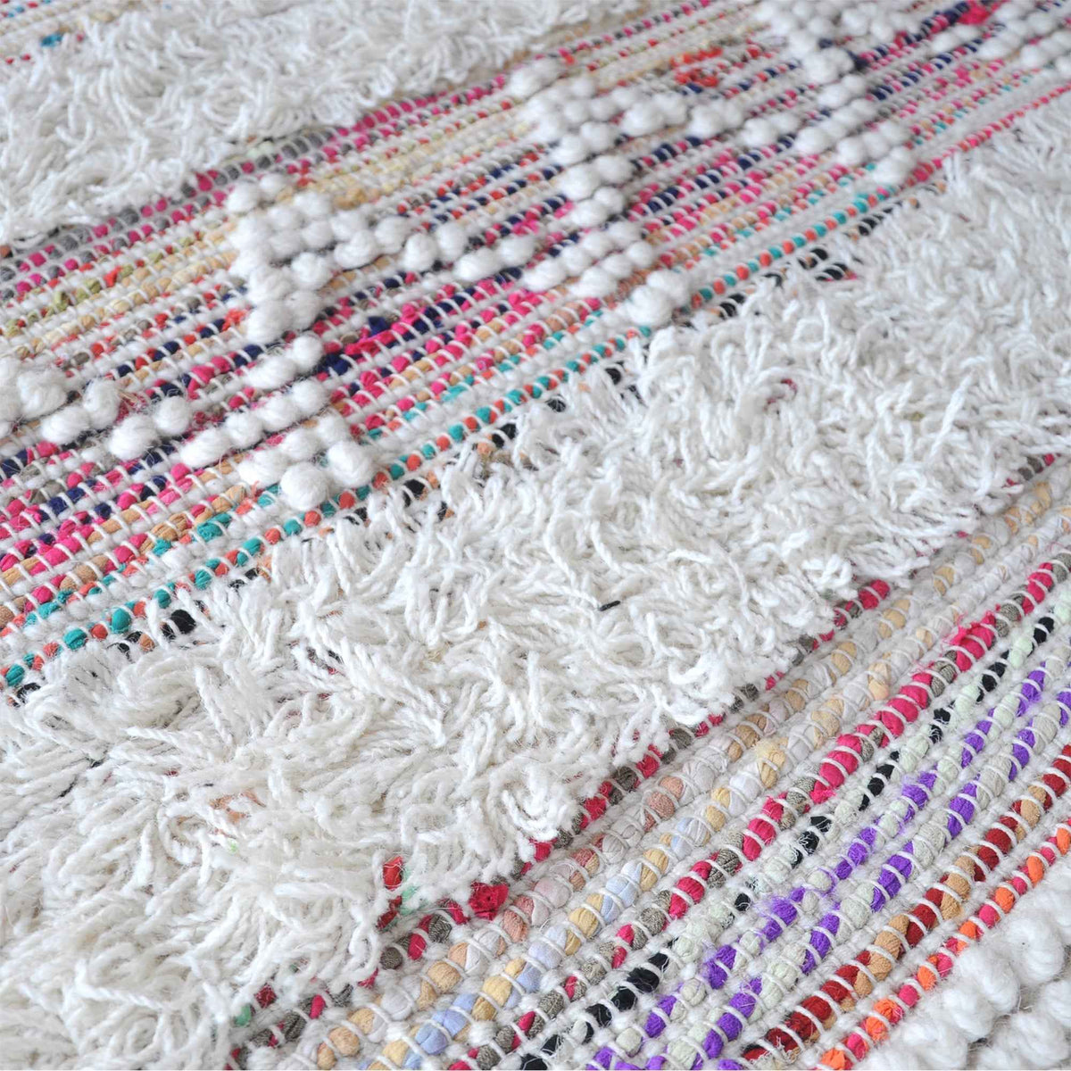 Monolith & Heart Hyrax Hand-Woven Wool & Recycled Fabric Rug, Multi & Natural White