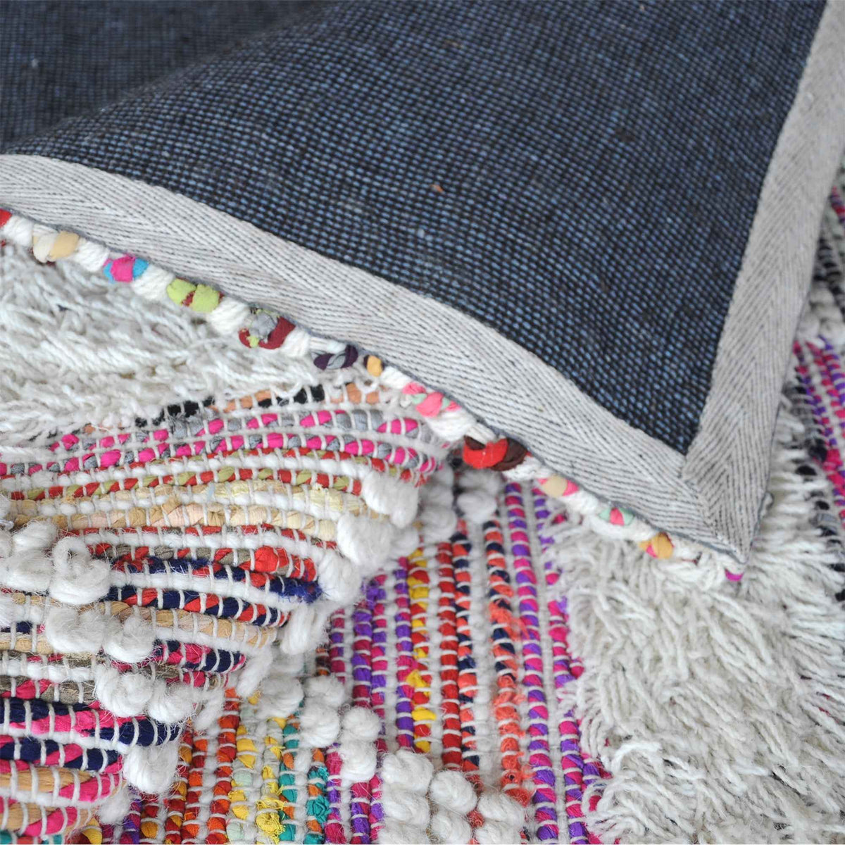 Monolith & Heart Hyrax Hand-Woven Wool & Recycled Fabric Rug, Multi & Natural White