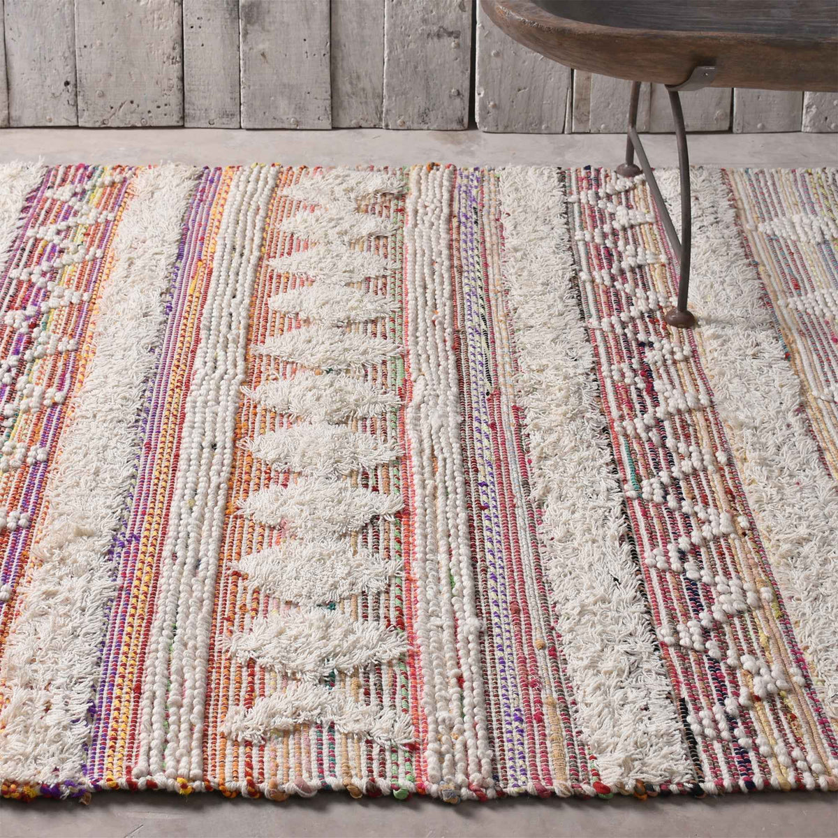 Monolith & Heart Hyrax Hand-Woven Wool & Recycled Fabric Rug, Multi & Natural White