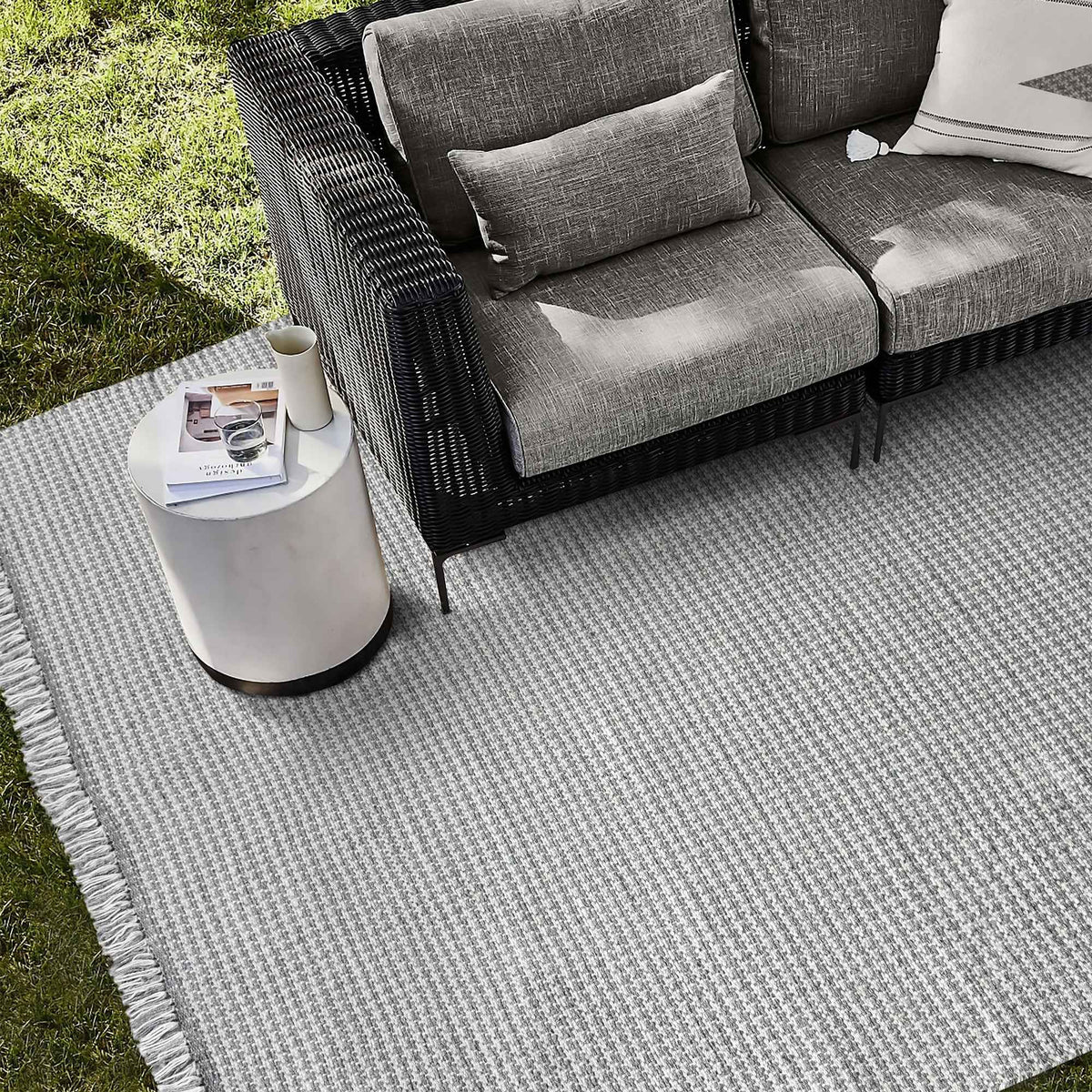 Monolith & Heart Imlay Hand-Woven Recycled PET Rug, Grey & Natural White