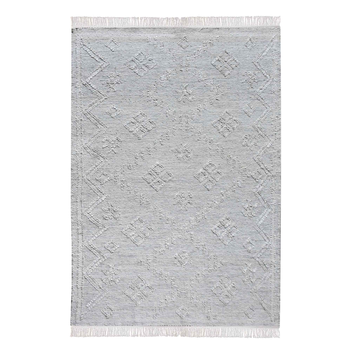 Monolith & Heart Ingavi Punja Hand-Woven Hemp & Wool Rug, Light Grey
