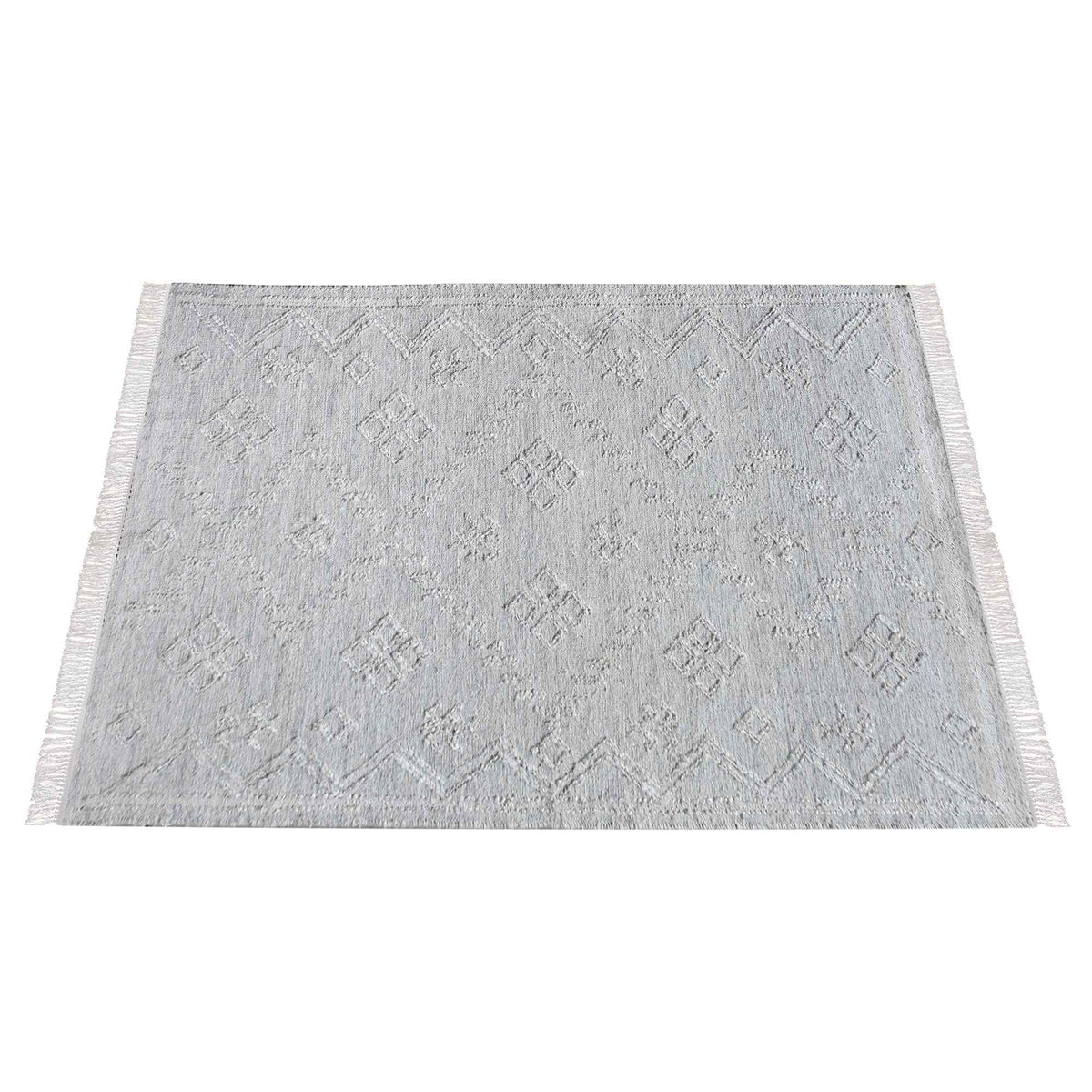 Monolith & Heart Ingavi Punja Hand-Woven Hemp & Wool Rug, Light Grey