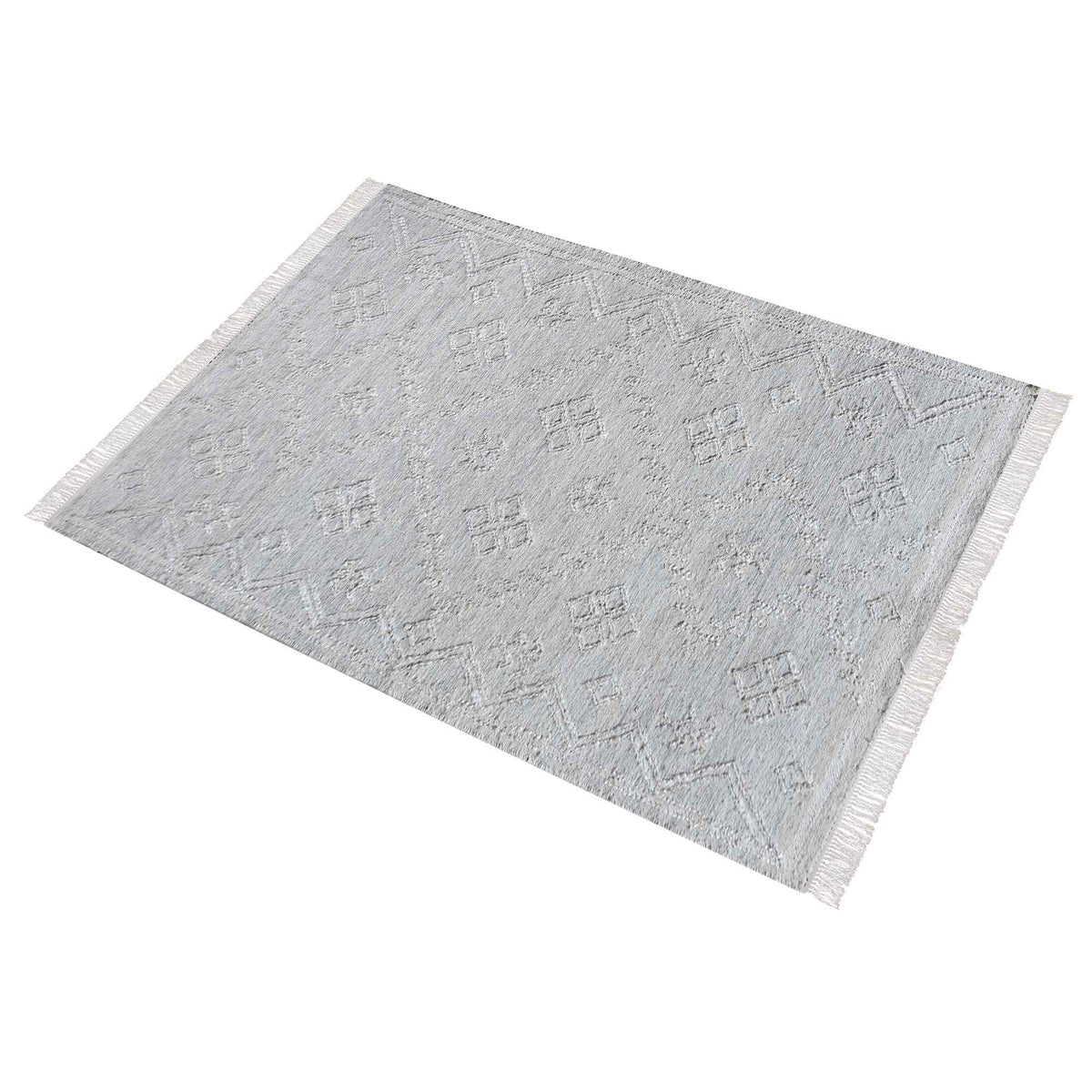 Monolith & Heart Ingavi Punja Hand-Woven Hemp & Wool Rug, Light Grey